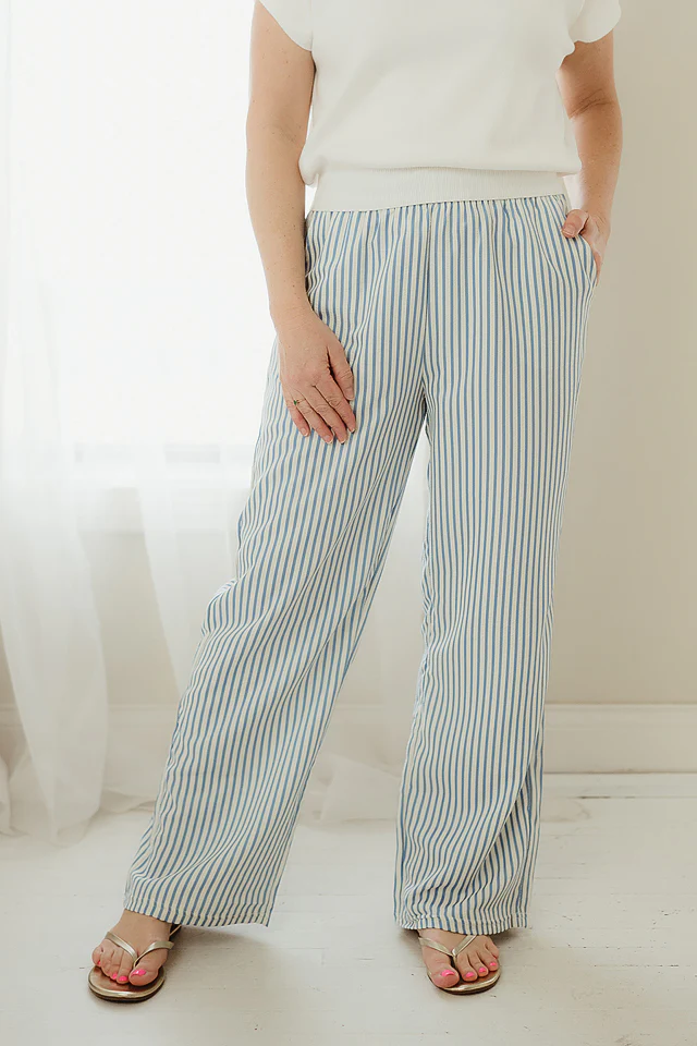 Blue Stripe Straight Leg Pants
