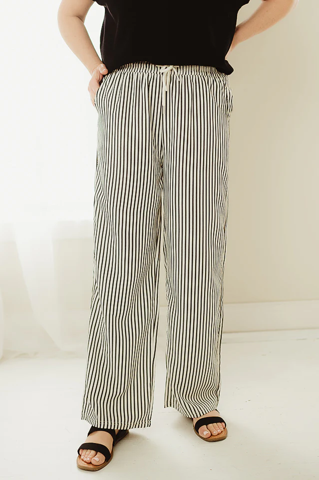 Black Stripe Straight Leg Pants