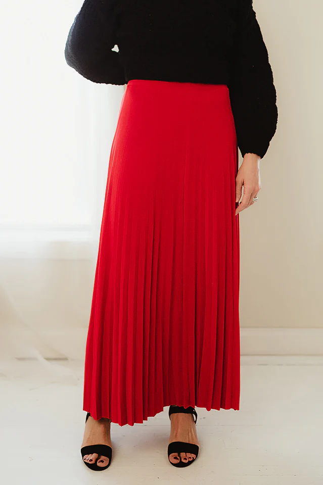 Pleated Holiday Maxi Skirt