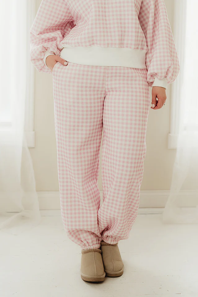 Gingham Drawstring Joggers