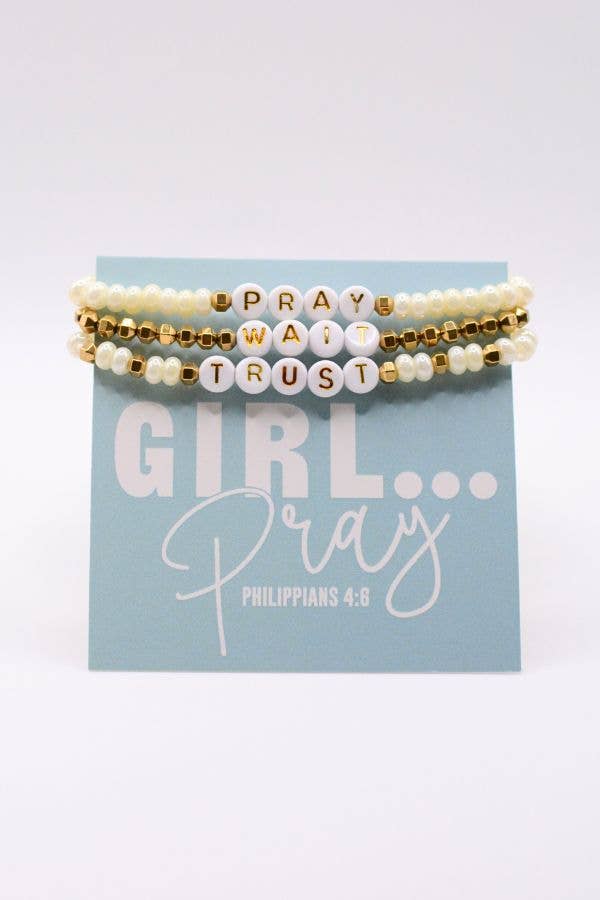 Pray Wait Trust Bracelet Set