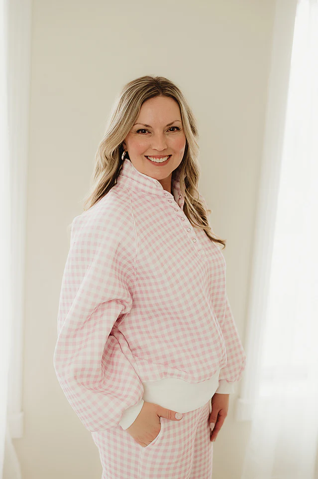 Gingham Quarter-Snap Pullover - Image 3