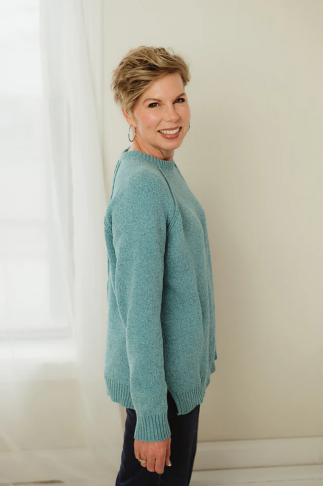 Dusty Teal Raglan Chenille Sweater - Image 4