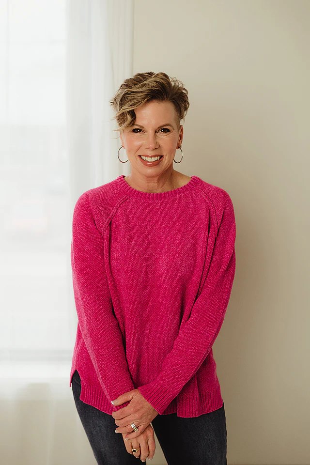 Hot Pink Raglan Chenille Sweater