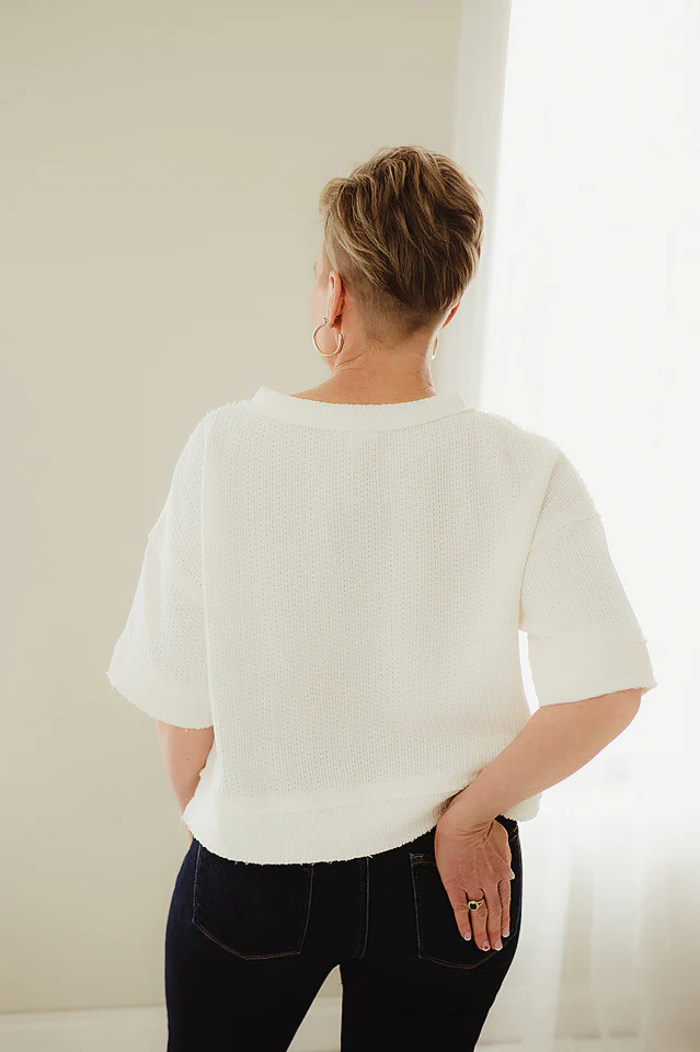 Raw Edge Henley Top - Image 4