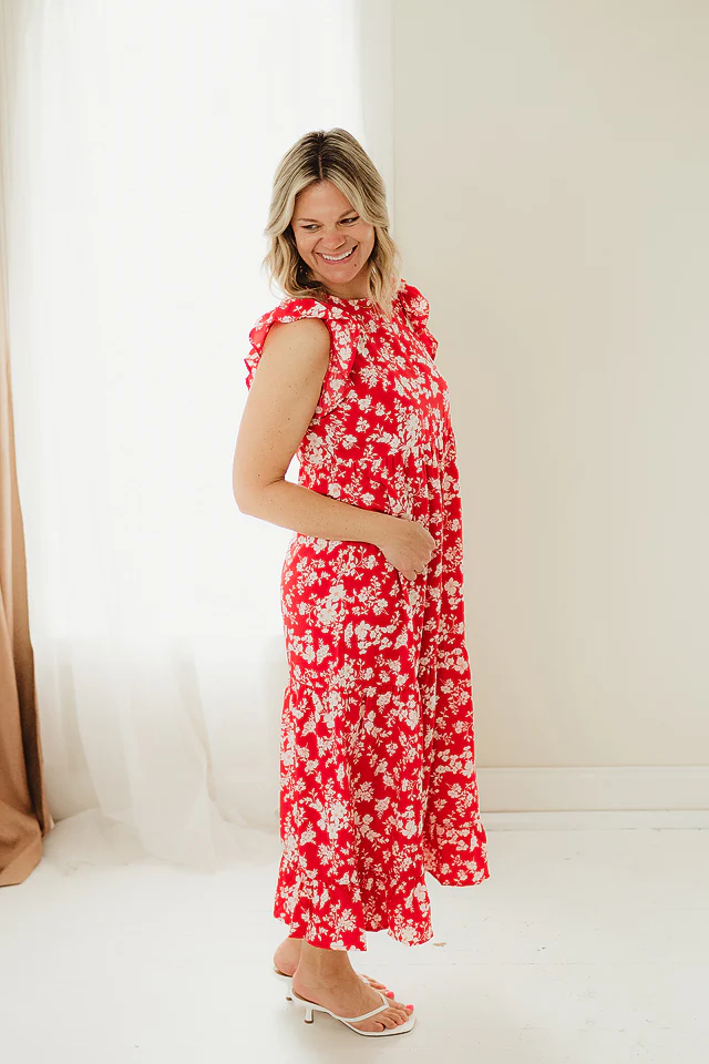 Red Solara Floral Midi - Image 2