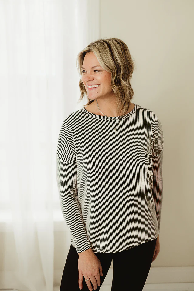Ribbed Striped Oversized Top - Image 5