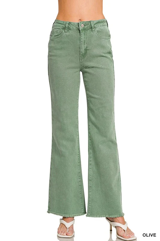 Regular Acid Washed Frayed Pants - Image 7
