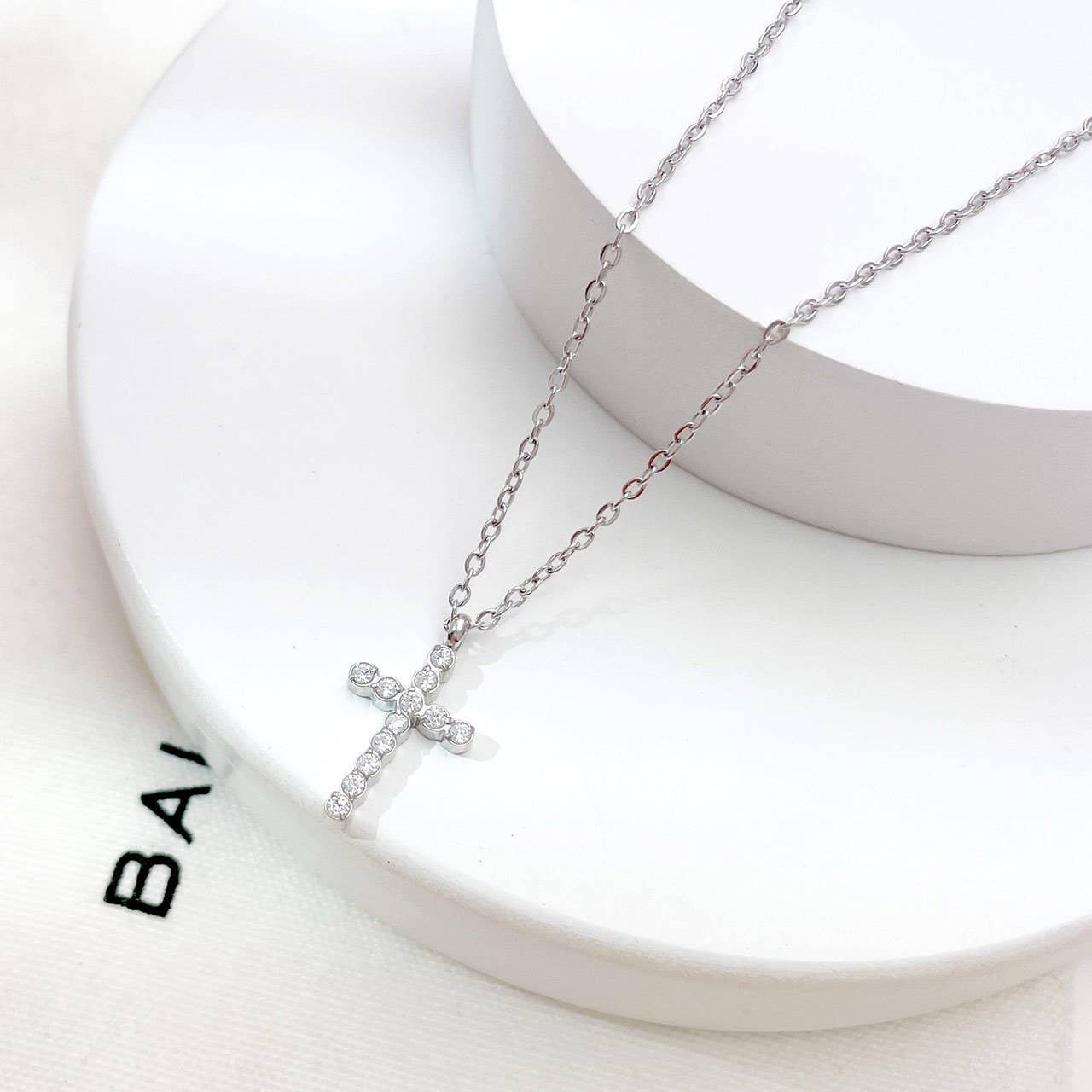 Rhinestone Cross Necklace - Image 5