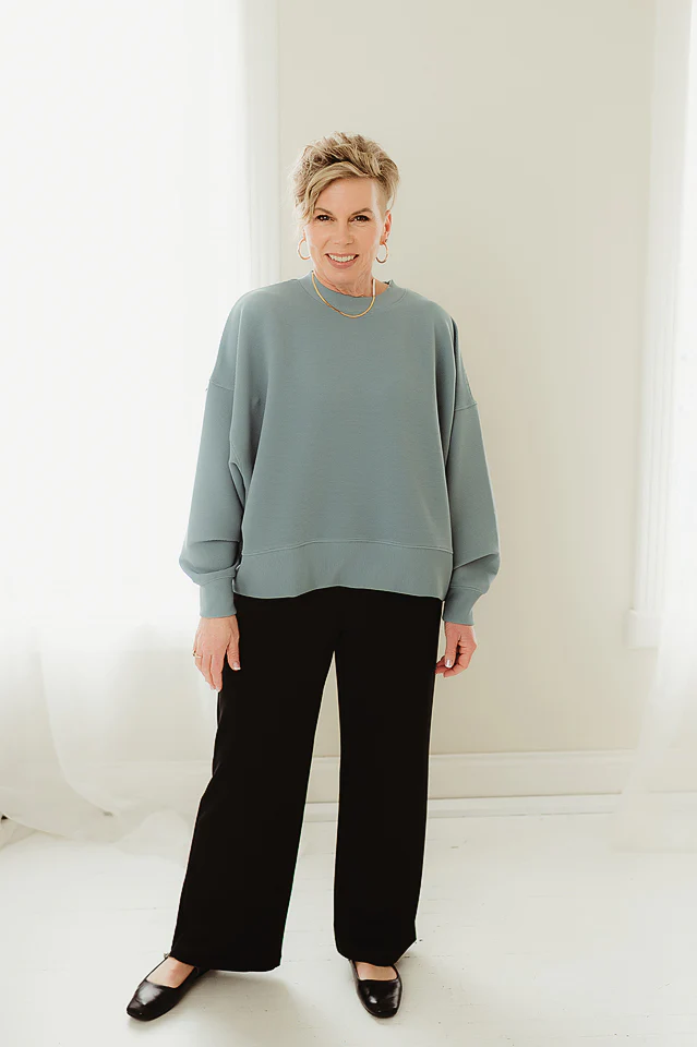 Blue Grey Ribbed Ease Pullover - Image 2