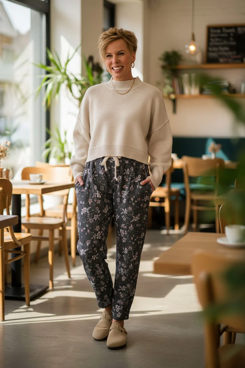 Ribbed Floral Pants - Image 2
