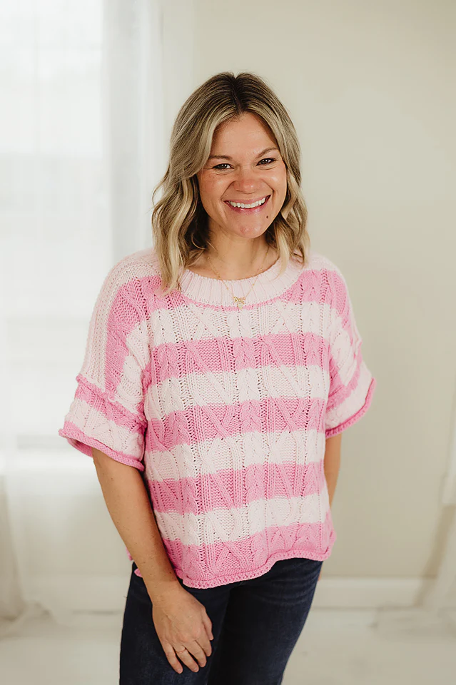 Pink Nova Stripe Cropped Knit