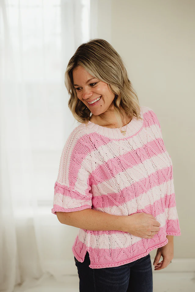 Pink Nova Stripe Cropped Knit - Image 3