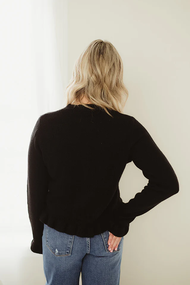 Black Ruffle Wave Cardigan - Image 2