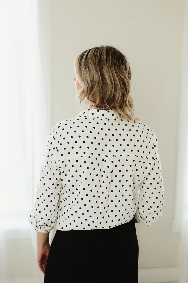 White Polka Dot Button Down - Image 3