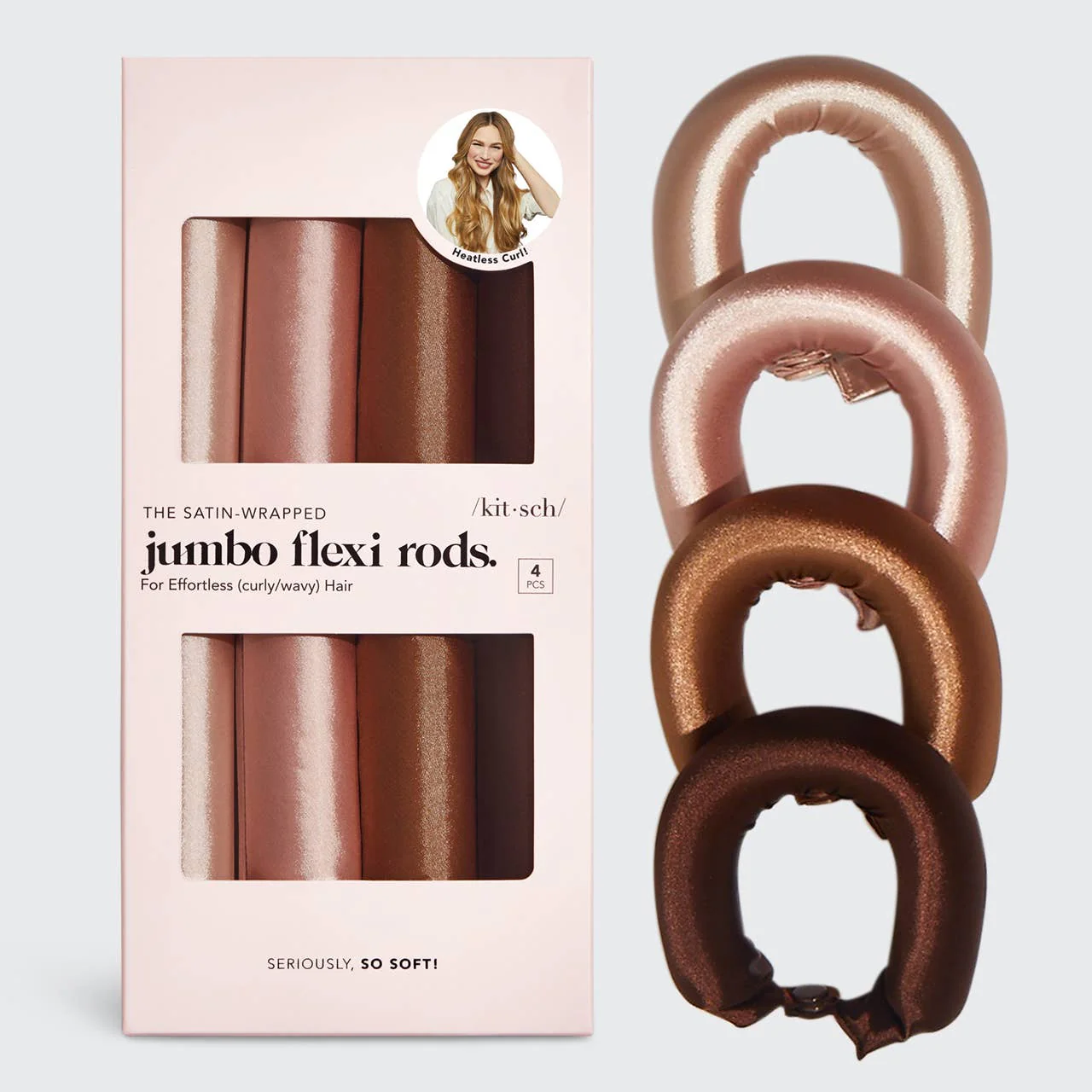 Satin Jumbo Flexi Rods - 4pc - Rosewood