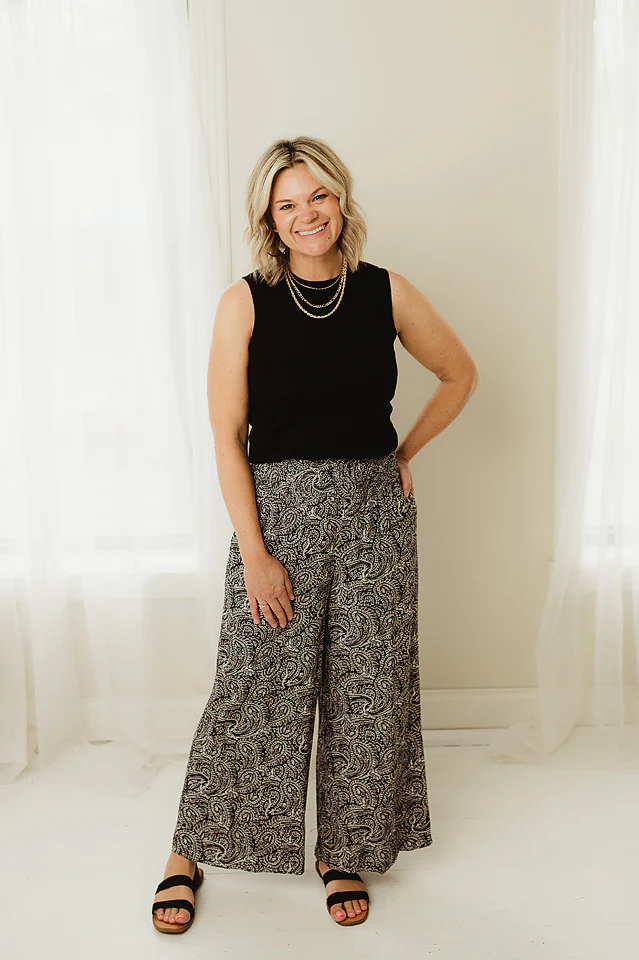 Black Smocked Boho Pants - Image 4