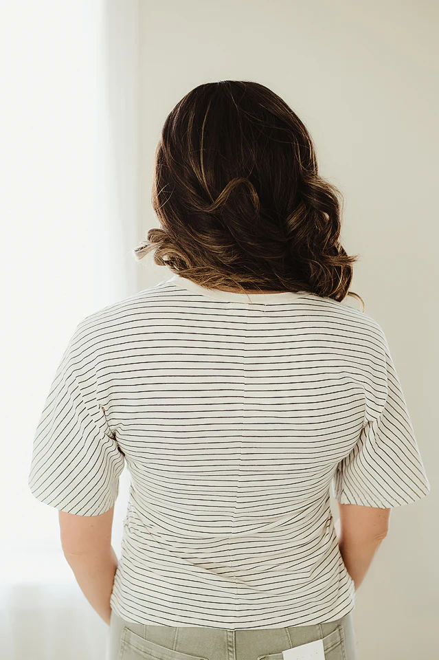 Taupe & Black Easy Peasy Stripe Tee - Image 4