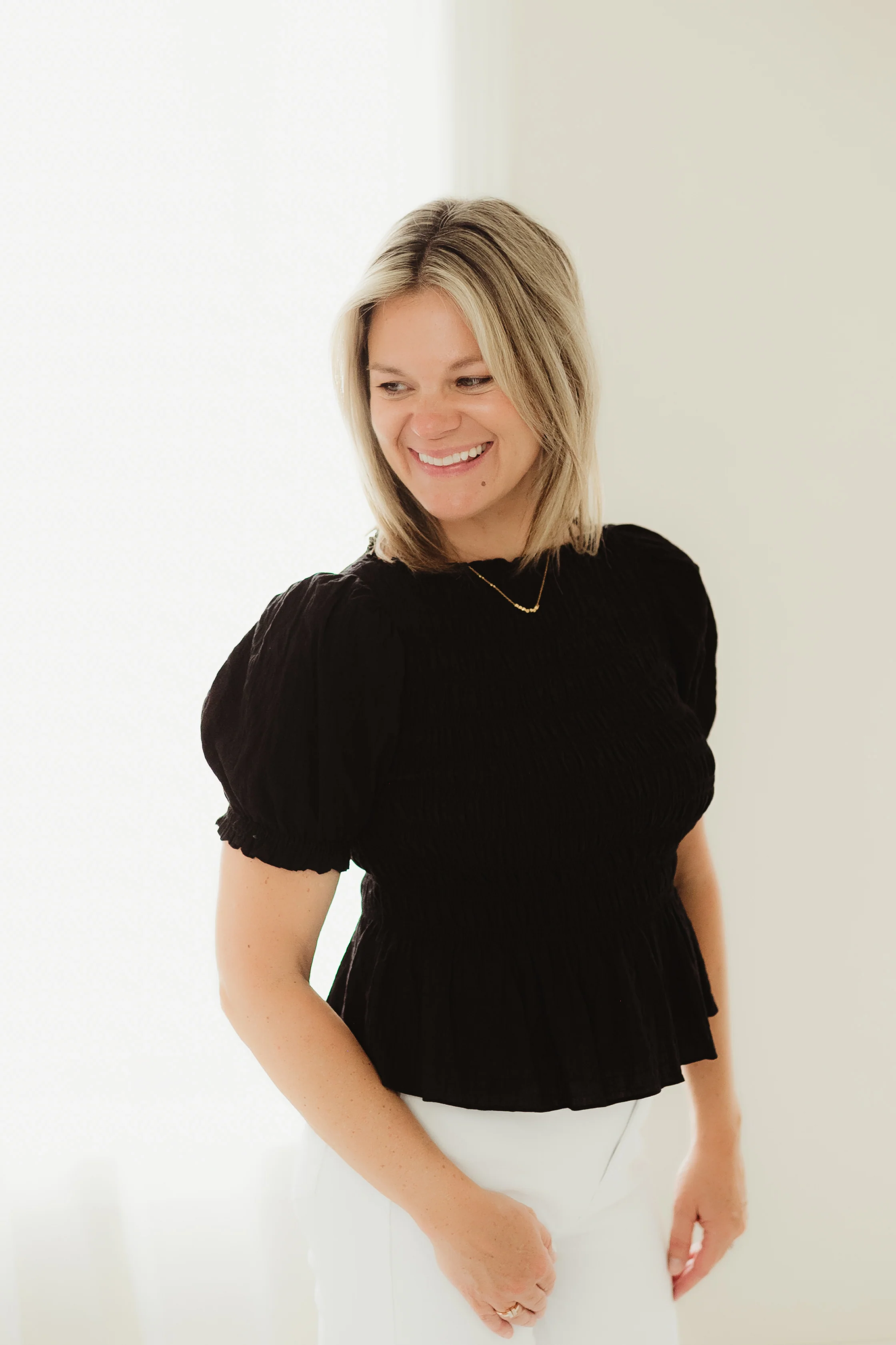 Black Puff Sleeve Peplum - Image 3