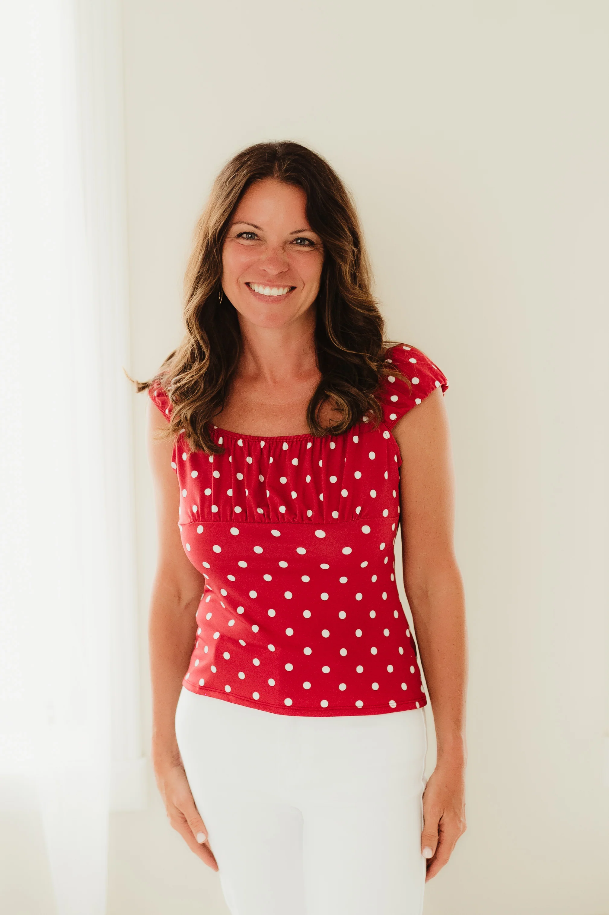 Red & White Dotted Charm Top