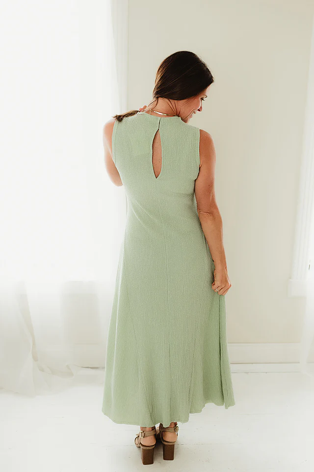 Sage Sleeveless High Neck Dress - Image 3