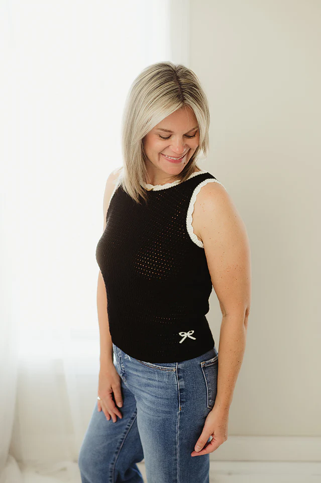 Black Bow Crochet Tank - Image 2