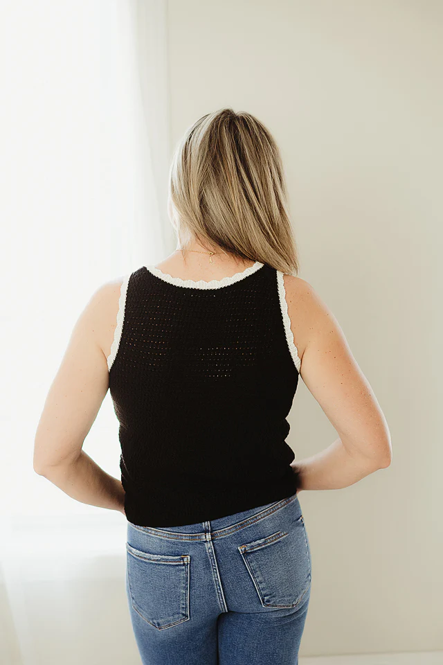 Black Bow Crochet Tank - Image 3