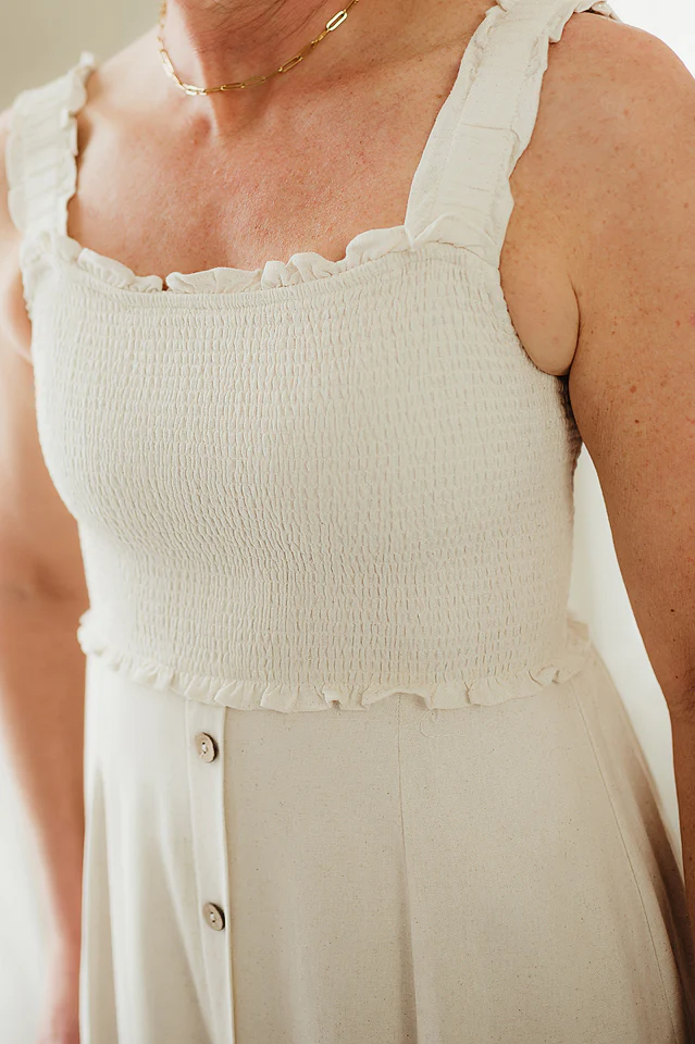 Natural Smock Button Dress - Image 4