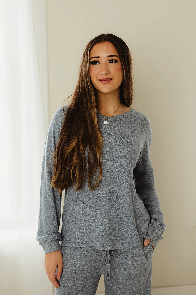 Dusty Blue Soft Melange Lounge Set - Image 2