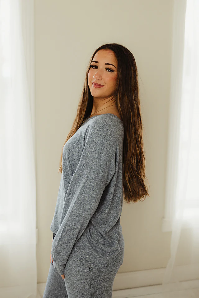 Dusty Blue Soft Melange Lounge Set - Image 4