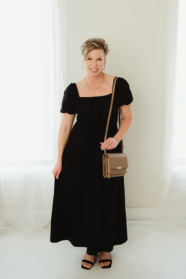 Solid Smocked Midi Dress