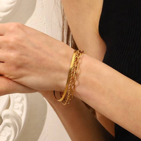 Stainless Layered Bracelet Set