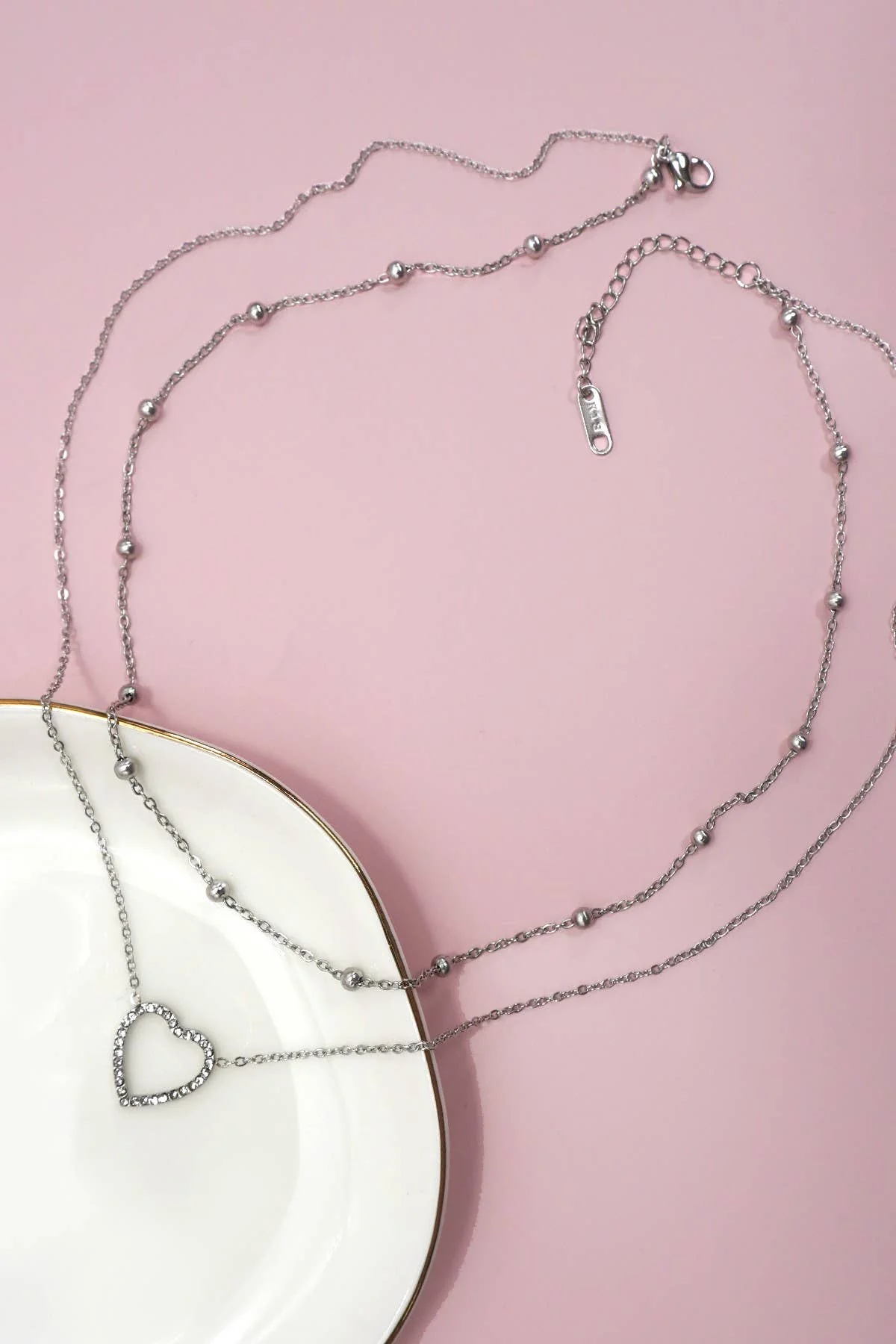 Rhinestone Heart Necklace - Image 3
