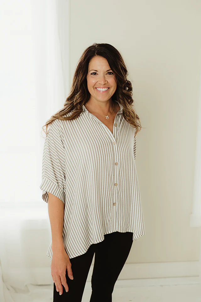 Mocha Stripe Coastal Button Up
