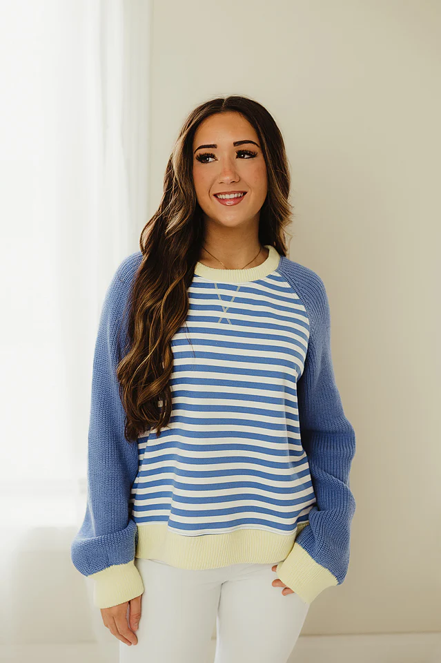 Blue & White Hybrid Stripe Knit