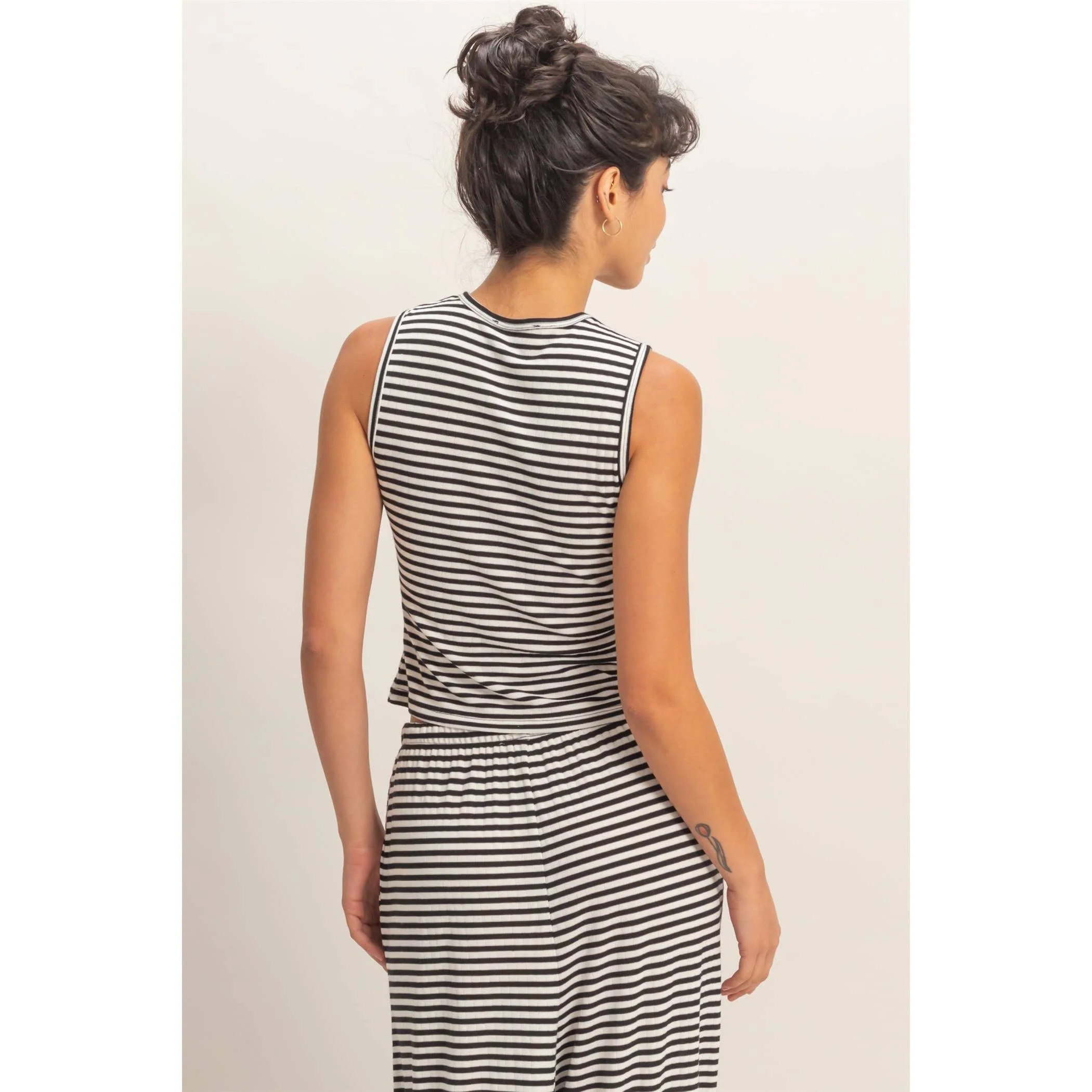 Black Striped Button Crew Tank - Image 3