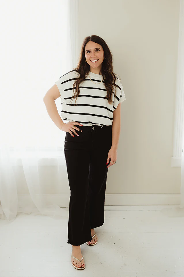 Black Portside Cap Sleeve Knit - Image 2