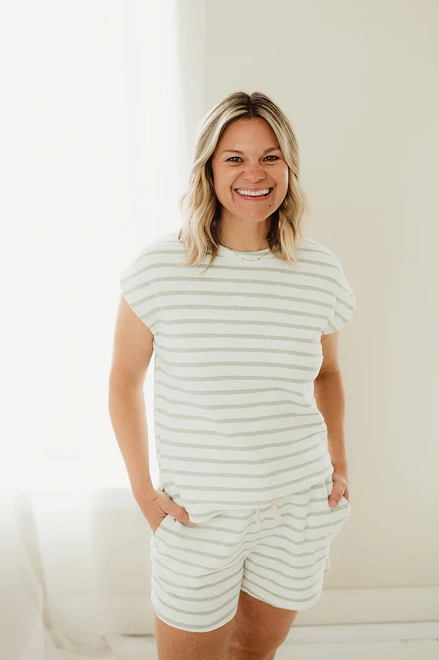 Sage Easy Street Stripe Shorts - Image 2