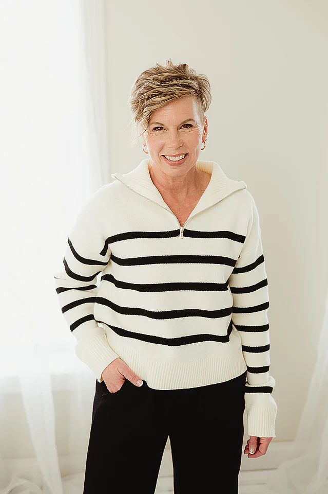 Refined Striped Half Zip