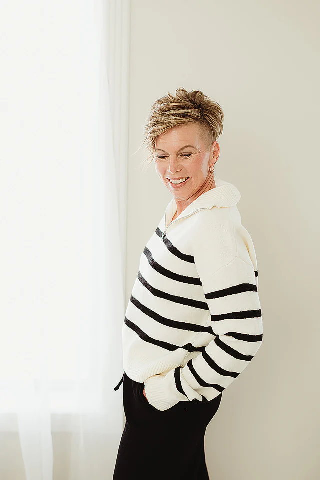 Refined Striped Half Zip - Image 3