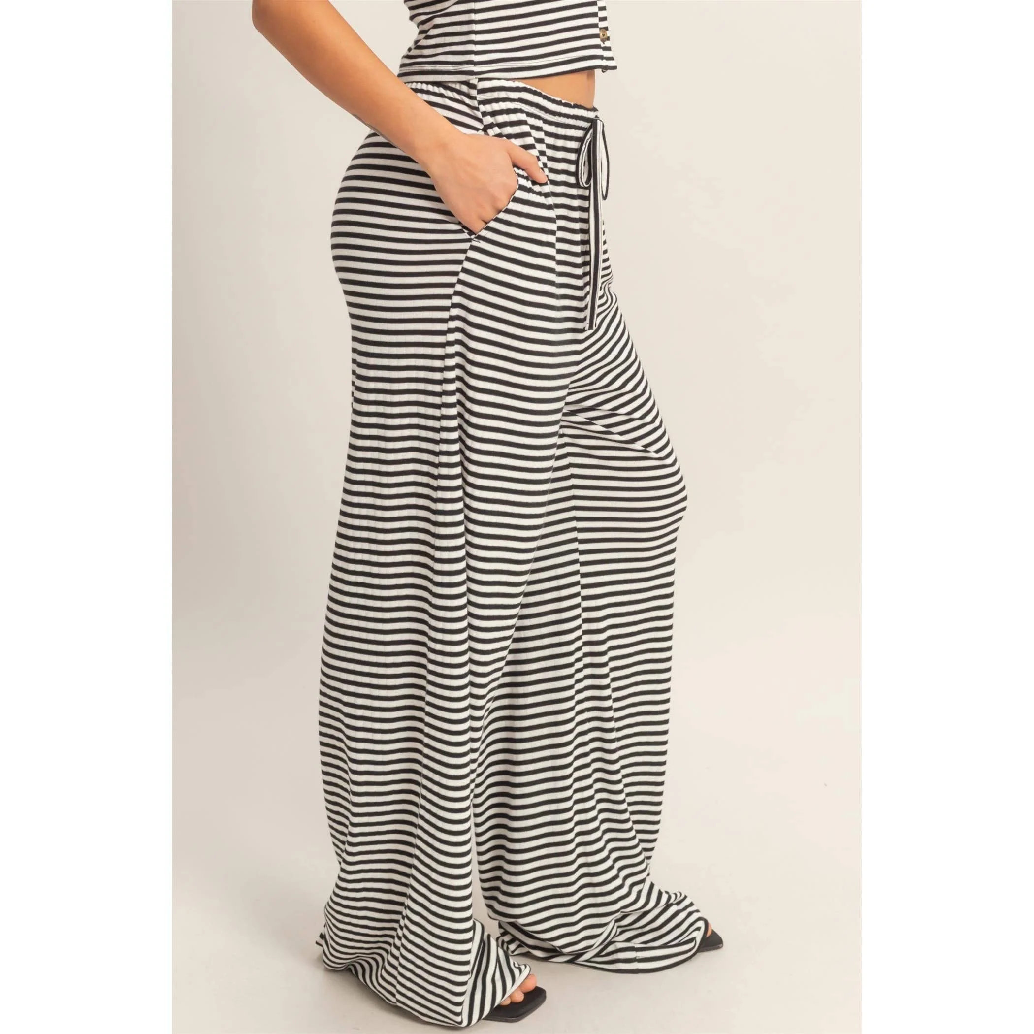 Black Striped Crew Pants - Image 2