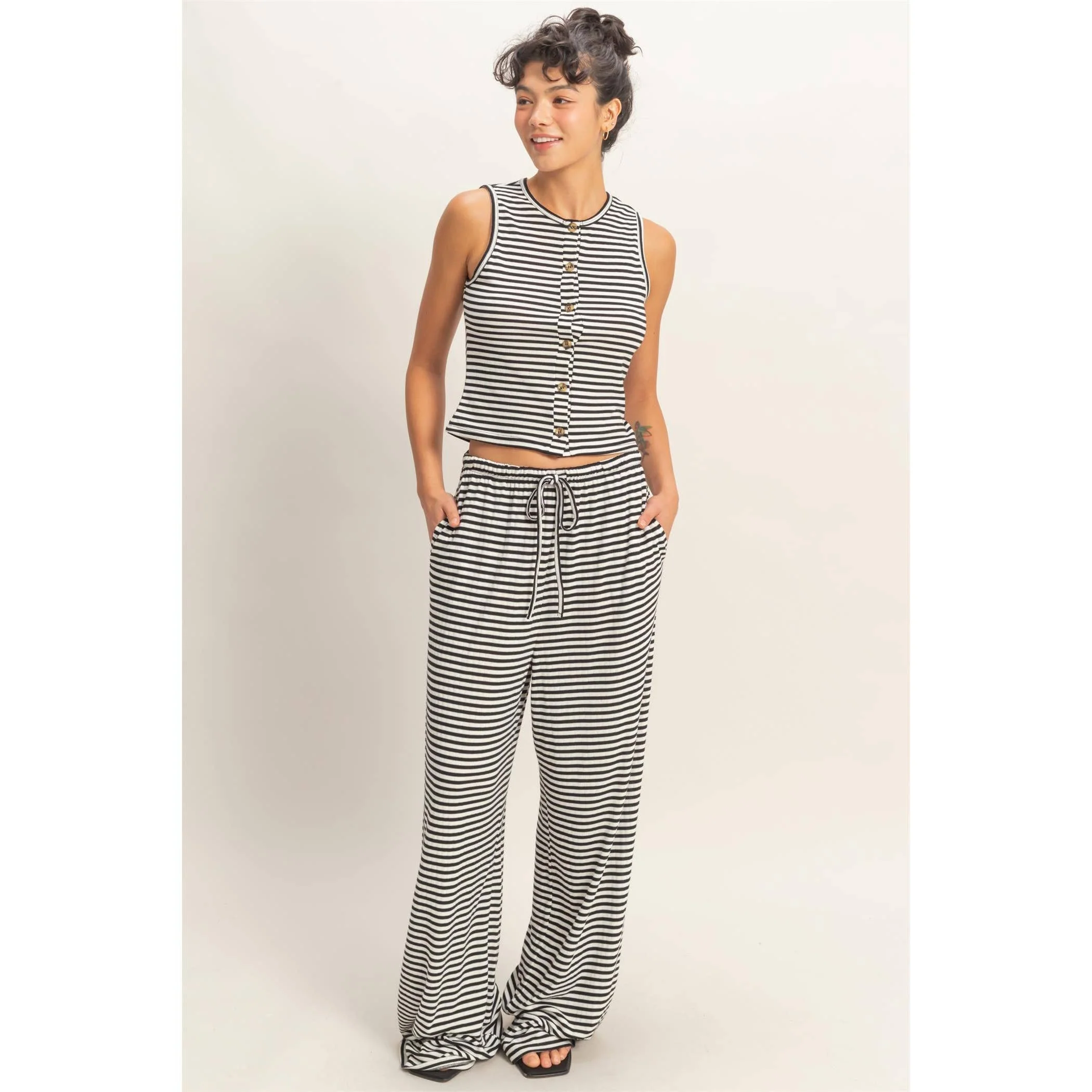 Black Striped Crew Pants - Image 5