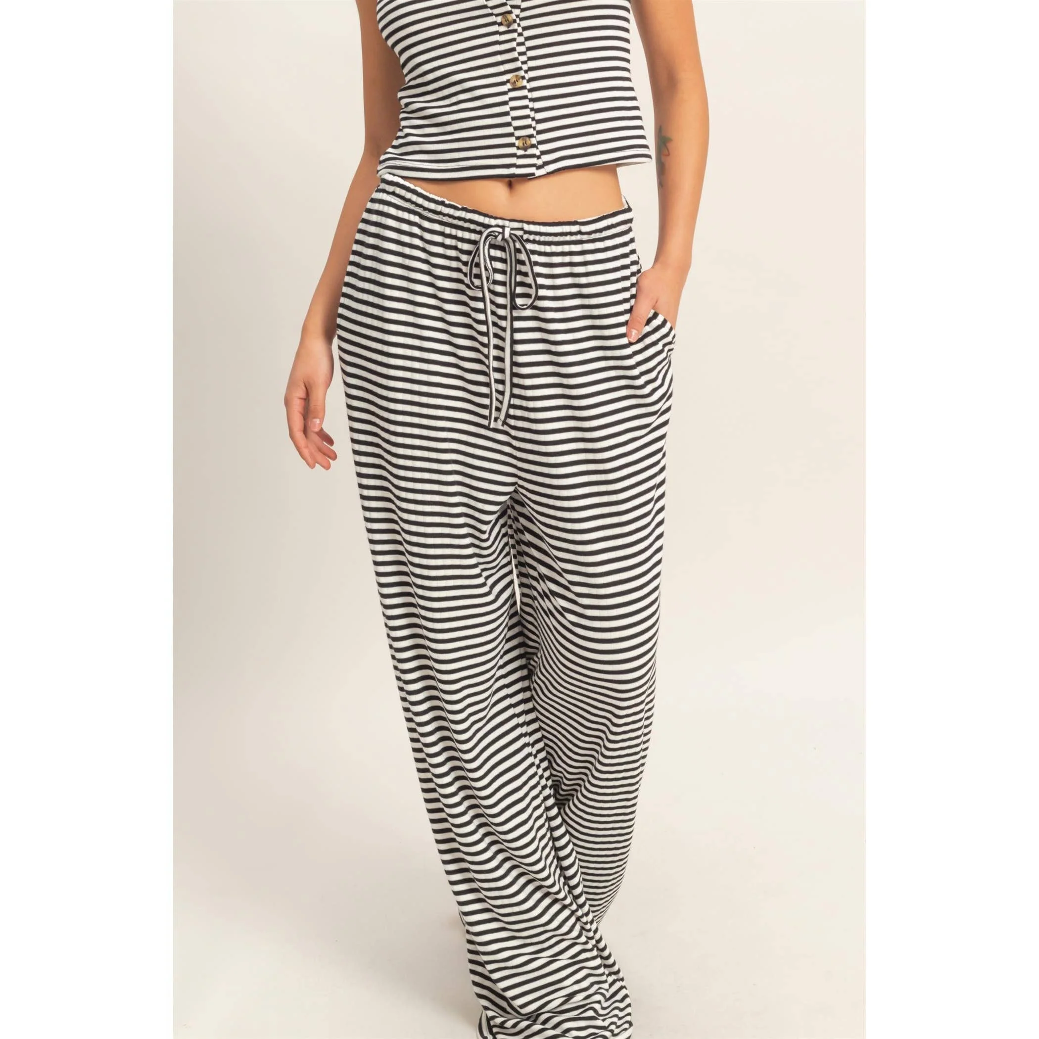 Black Striped Crew Pants - Image 6