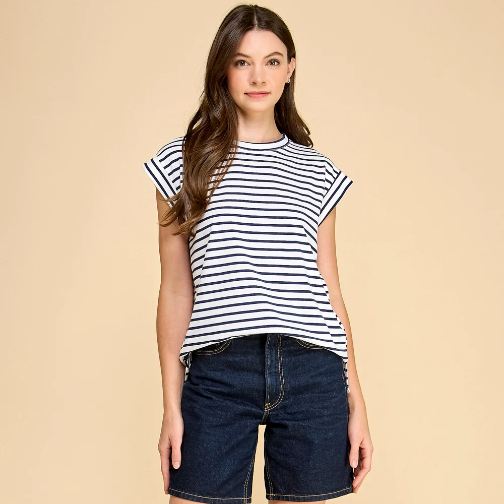 White & Black Shoreline Chic Top