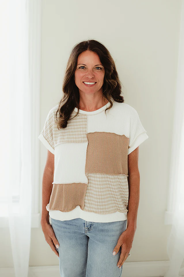 Taupe Check Me Out Top