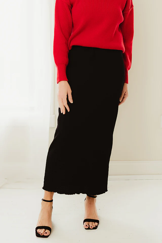 Texture Knit Long Skirt