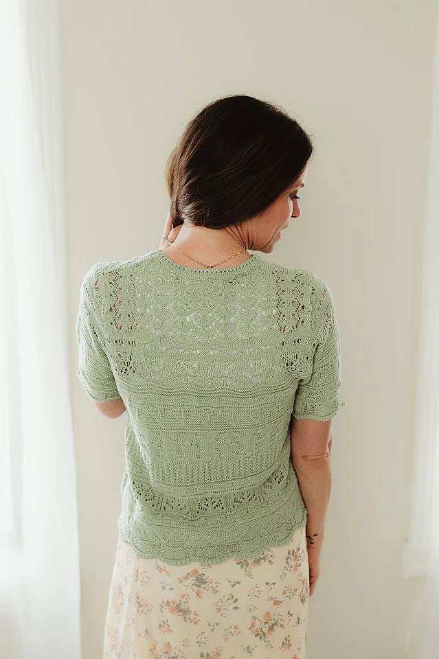 Sage Textured Pointelle Top - Image 2