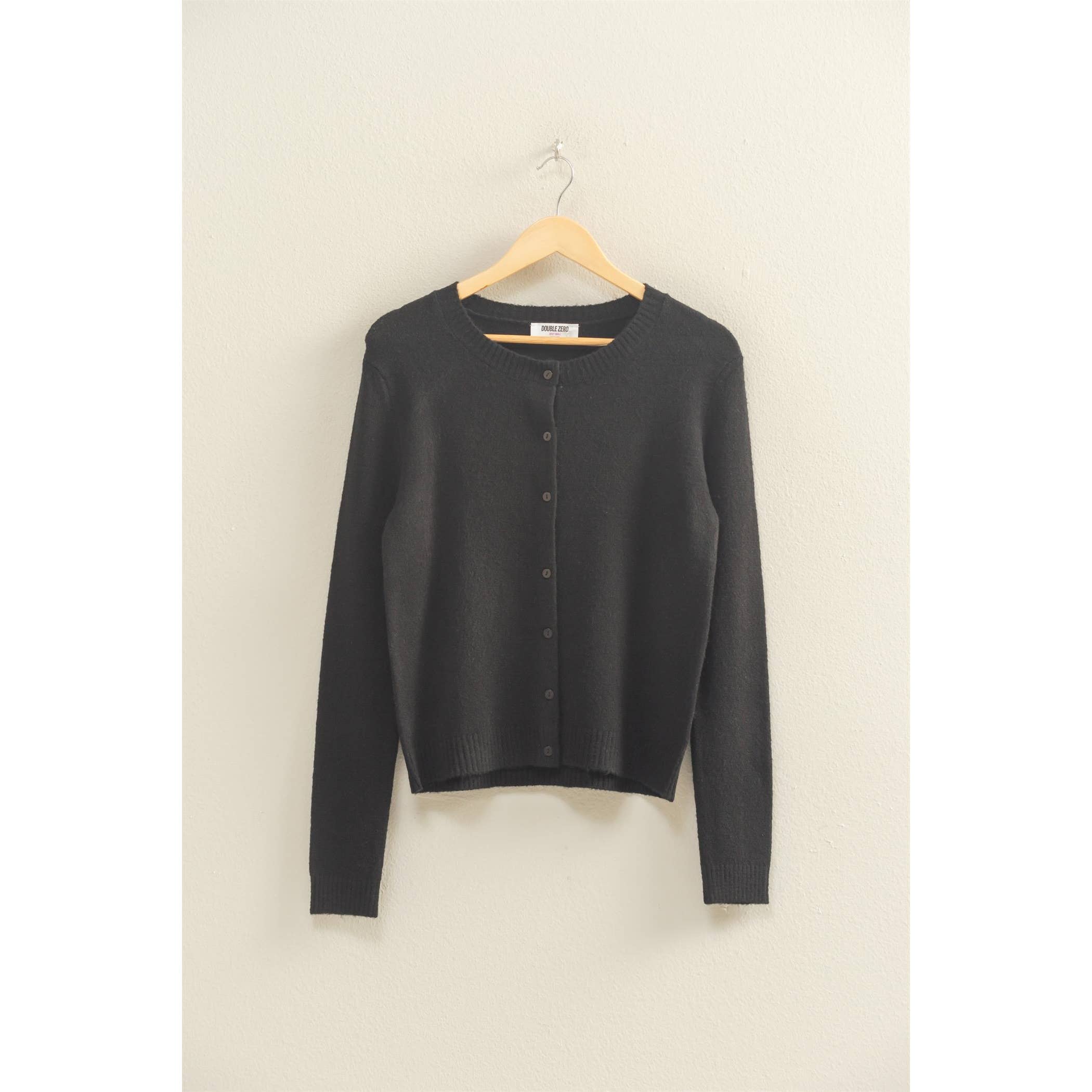 Black Classic Crew Cardigan - Image 3
