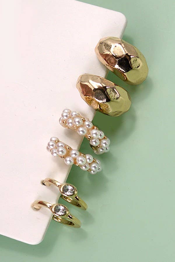 Pearl & Diamond Trio Hoops