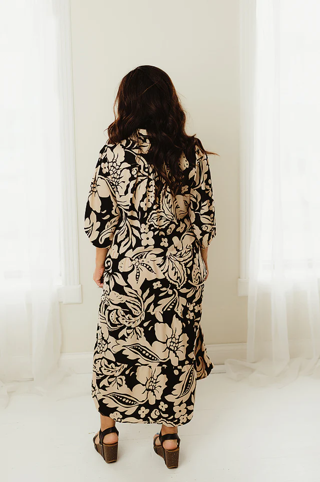 Two Tone Floral Print Dress - Image 4